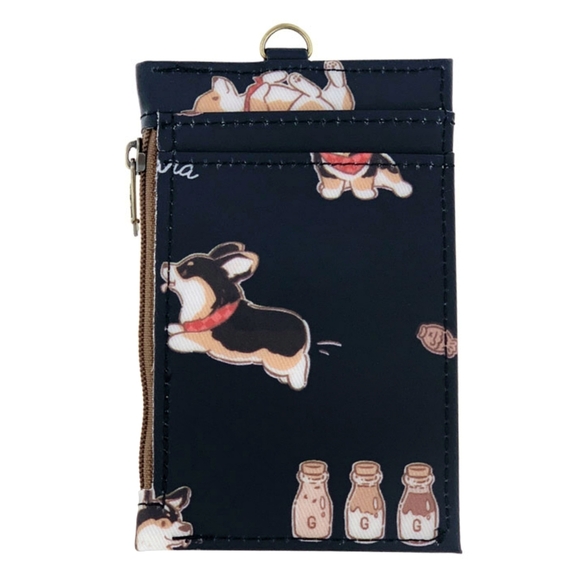 Waterproof Tricolor Corgi ID Badge Card Holder Coin Purse W/ Stretchy Lanyard - Picture 2 of 9